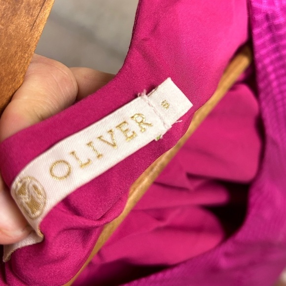 Marie Oliver Vanessa fuschia pink subtle plaid short sleeve v neck maxi dress - Picture 8 of 10